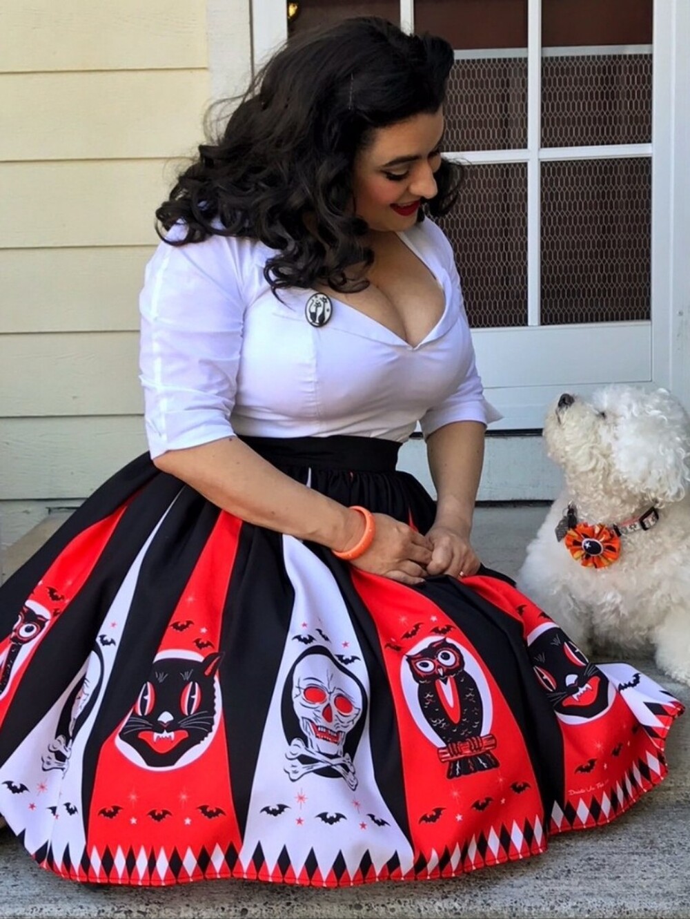 Novelty Black & Red A-Line Circle Skirt
